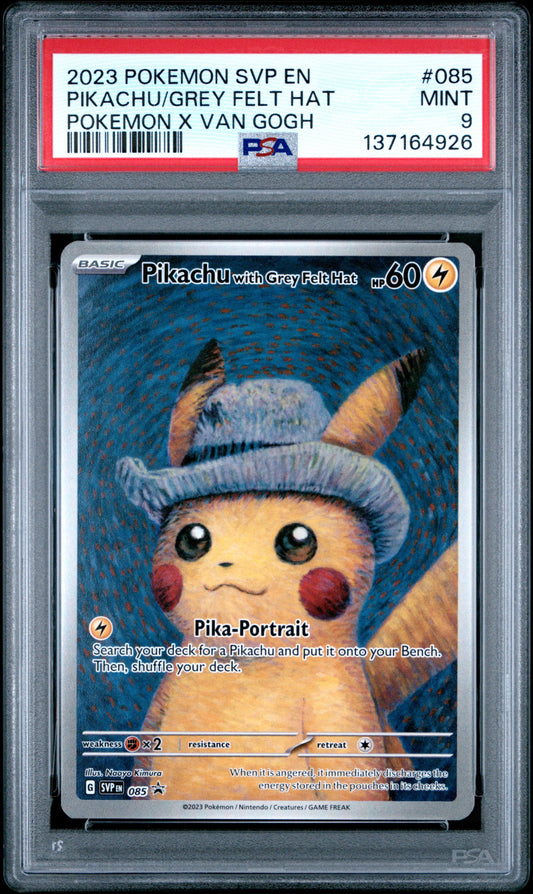 Pikachu with Grey Felt Hat #85 Promo - Scarlet & Violet Black Star Promo (PSA 9 Mint) - Pokémon
