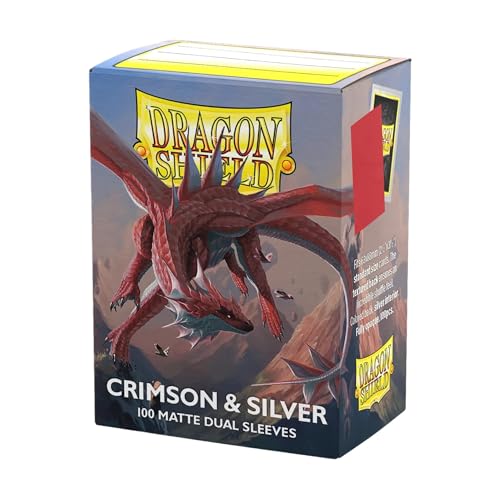 Dual Matte Card Sleeves, Crimson & Silver (100ct) - Dragon Shield