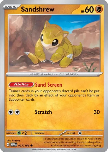 Sandshrew SV: Scarlet & Violet 151 027/165 (Near Mint Reverse Holofoil)