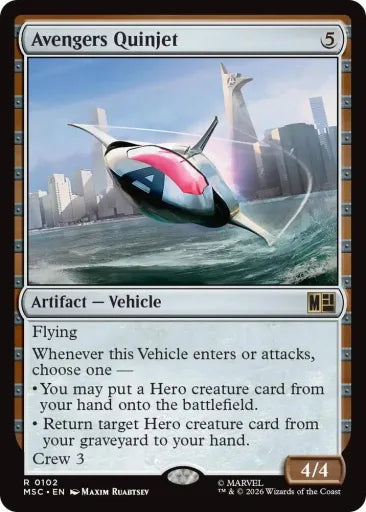 Avengers Quinjet (Surge Foil) Commander: Marvel Super Heroes 102 (Near Mint Foil)