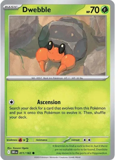 Dwebble SV10: Destined Rivals 011/182 (Near Mint Reverse Holofoil)