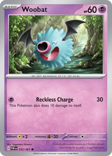 Woobat SV: Paldean Fates 032/091 (Near Mint Reverse Holofoil)