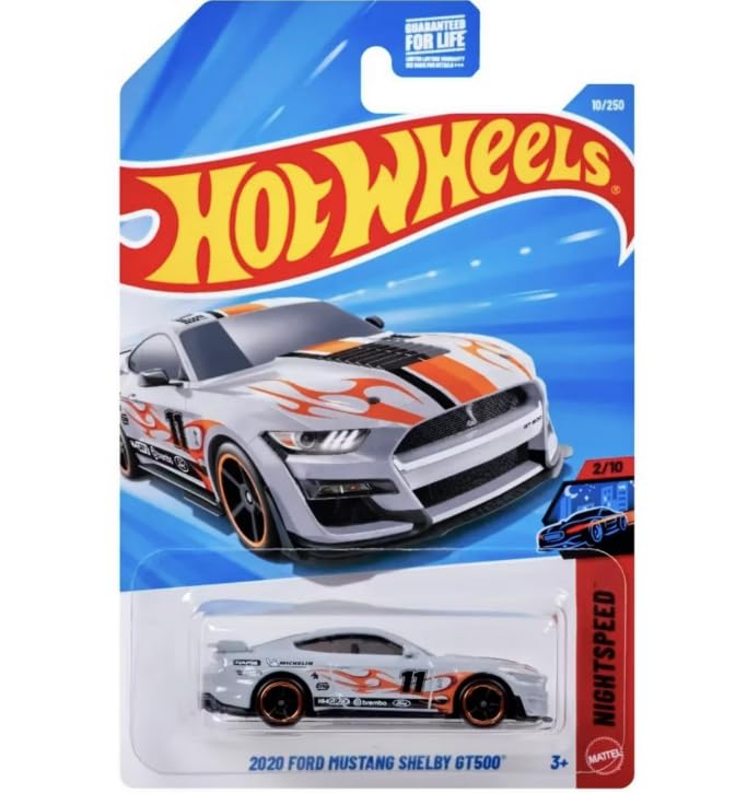 2020 Ford Mustang Shelby GT500, Silver (Night Speed 2/10, #10/250) - Hot Wheels