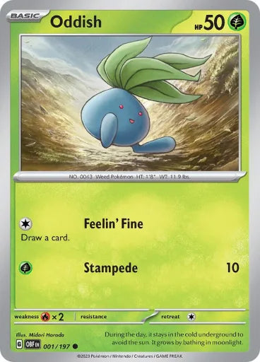 Oddish SV03: Obsidian Flames 001/197 (Near Mint Reverse Holofoil)
