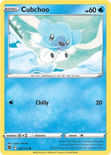 Cubchoo SWSH09: Brilliant Stars 042/172 (Near Mint Reverse Holofoil)