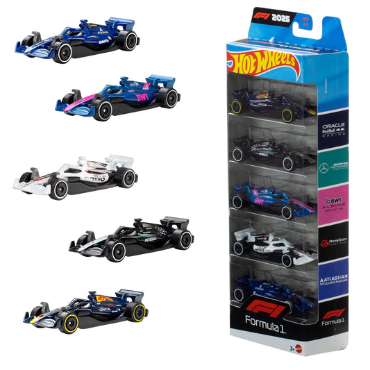 Formula 1 Racing Cars 5-Pack, 1:64 Scale - Hot Wheels