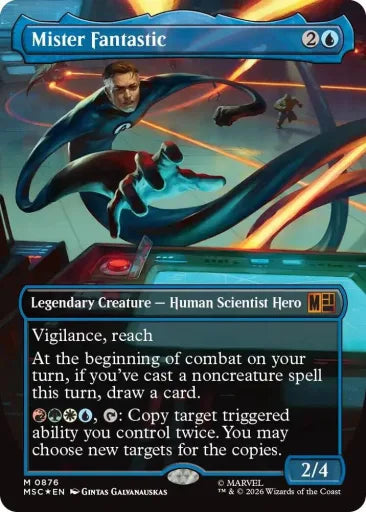 Mister Fantastic (Borderless) (Surge Foil) Commander: Marvel Super Heroes 876 (Near Mint Foil)