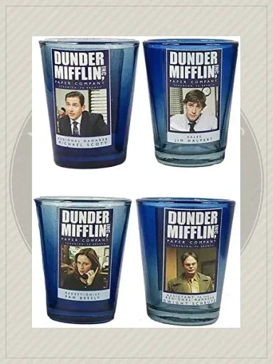 The Office Dunder Mifflin Shot Glass Set (4-Piece) - NBC