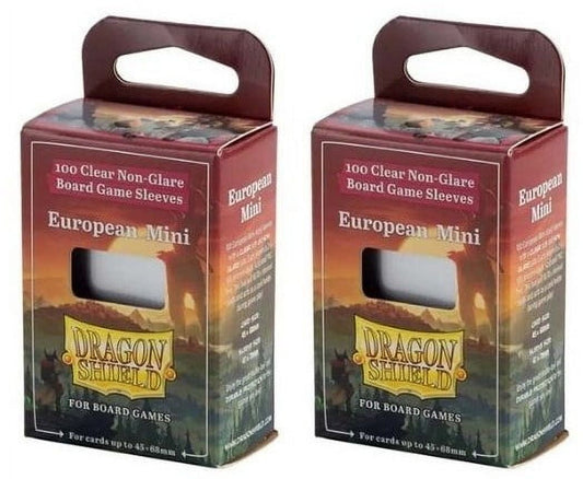 Board Game Sleeves, Mini European Clear (100ct x 2 Packs) - Dragon Shield