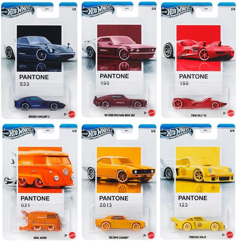 Hot Wheels Silver Series Pantone Assortment Collection - Set of 6 Cars (2025)