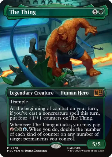 The Thing (Borderless) (Surge Foil) Commander: Marvel Super Heroes 878 (Near Mint Foil)