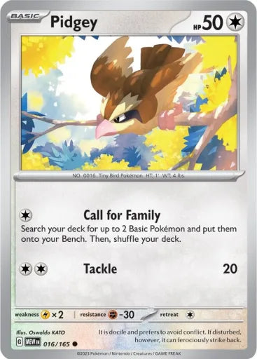 Pidgey SV: Scarlet & Violet 151 016/165 (Near Mint)