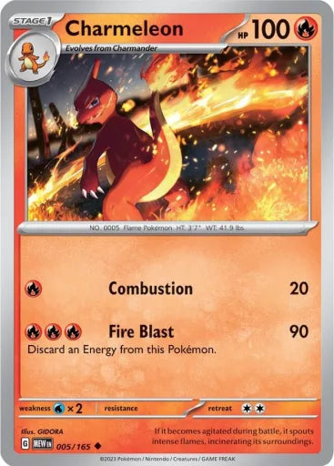 Charmeleon - 005/165 SV: Scarlet & Violet 151 005/165 (Near Mint Reverse Holofoil)
