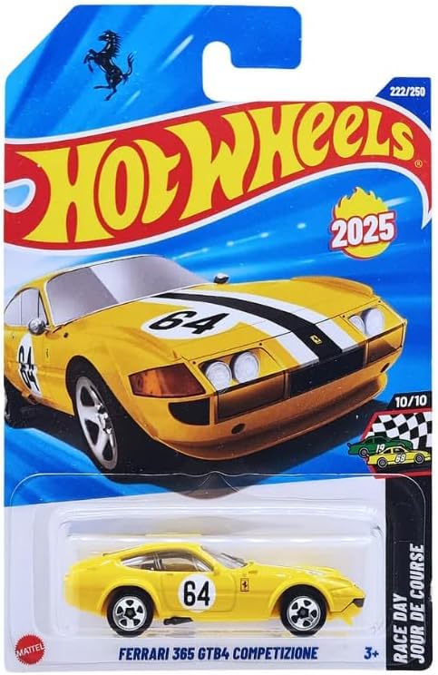 Ferrari 365 GTB4 Competizione, Yellow (Race Day 10/10, #222/250, 2025) - Hot Wheels