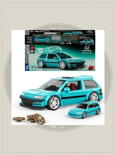 Brick Shop Hot Wheels Custom '90 Honda Civic EF Building Kit (248 Pieces) - Mattel