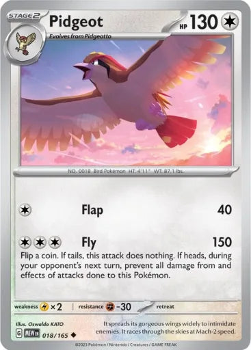 Pidgeot SV: Scarlet & Violet 151 018/165 (Near Mint Reverse Holofoil)