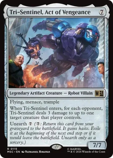 Tri-Sentinel, Act of Vengeance (Surge Foil) Commander: Marvel Super Heroes 115 (Near Mint Foil)