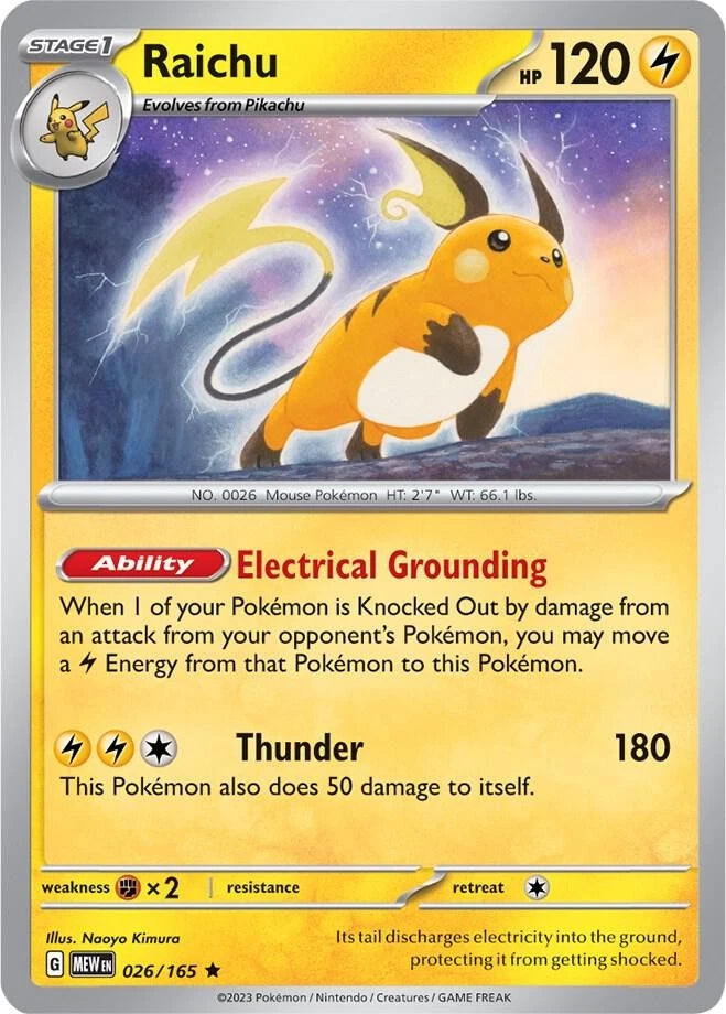 Raichu Rare SV: Scarlet & Violet 151 026/165 NM