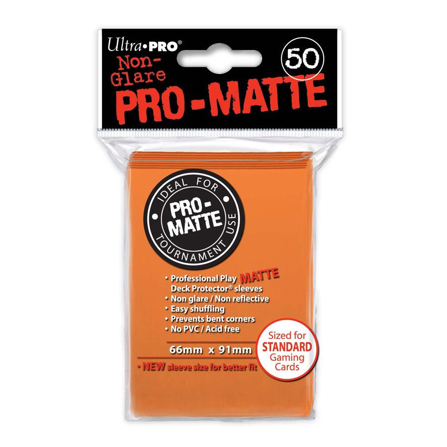PRO-Matte Deck Protector Sleeves, Orange (50ct) - Ultra PRO
