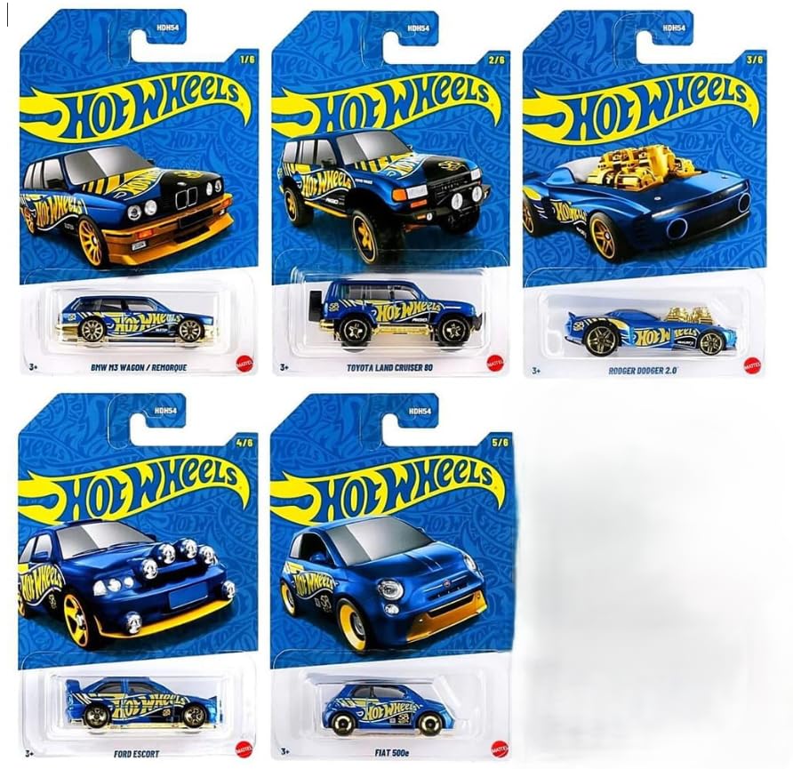 58th Anniversary Blue and Chrome 2026 Mix 2 Set of 5 - Hot Wheels
