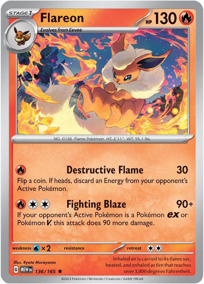 Flareon Rare SV: Scarlet & Violet 151 136/165 NM