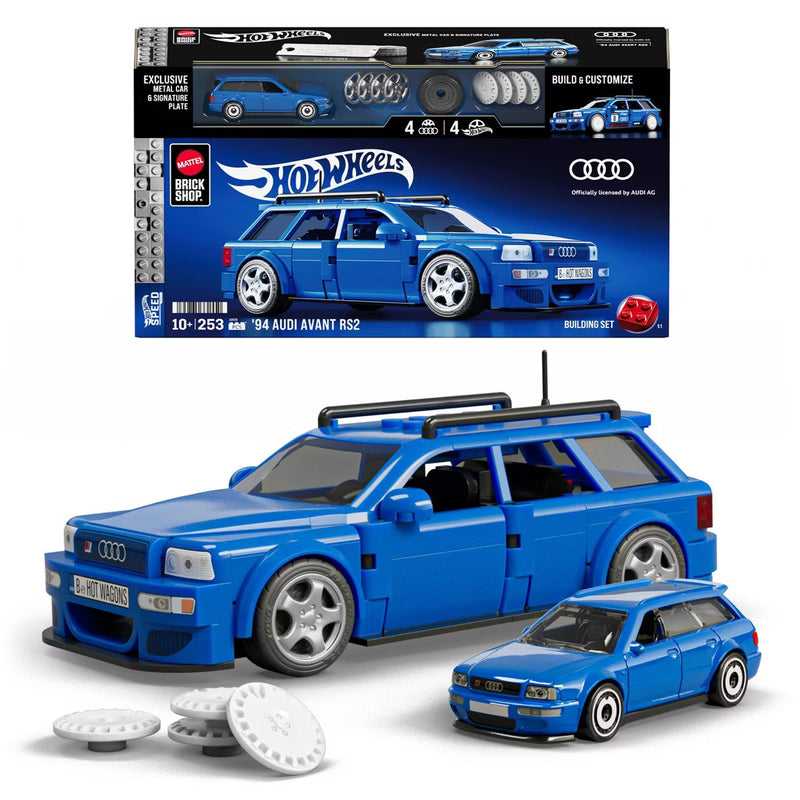 Mattel Brick Shop Hot Wheels ‘94 Audi Avant RS2 Building Toy Kit 253pc for Collectors
