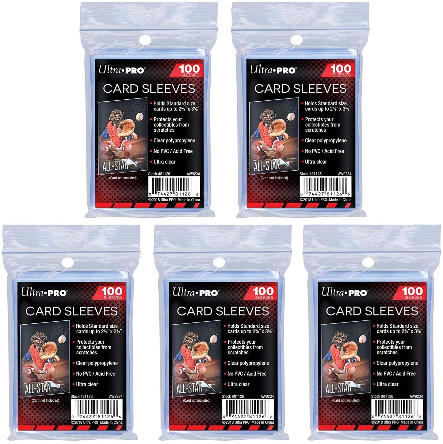 Penny Card Sleeves 5-Pack Lot (5 x 100ct) - Ultra PRO
