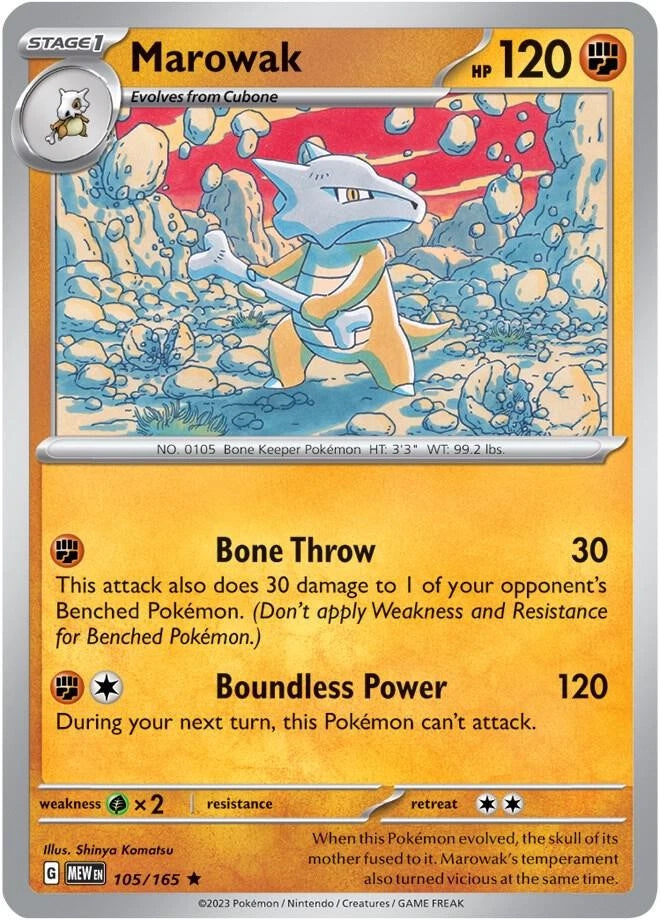 Marowak Rare SV: Scarlet & Violet 151 105/165 NM