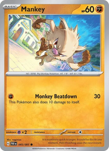Mankey - 045/091 SV: Paldean Fates 045/091 (Near Mint Reverse Holofoil)