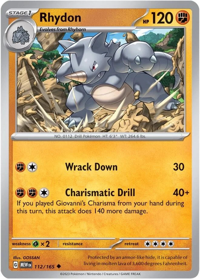 Rhydon Uncommon SV: Scarlet & Violet 151 112/165 NM