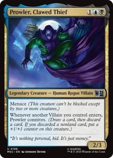 Prowler, Clawed Thief (Surge Foil) Commander: Marvel Super Heroes 186 (Near Mint Foil)