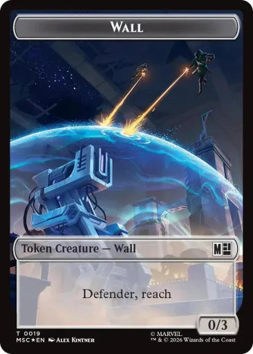 Wall (0019) // Merfolk (0024) Double-Sided Token (Surge Foil) Commander: Marvel Super Heroes 19 // 24 (Near Mint Foil)