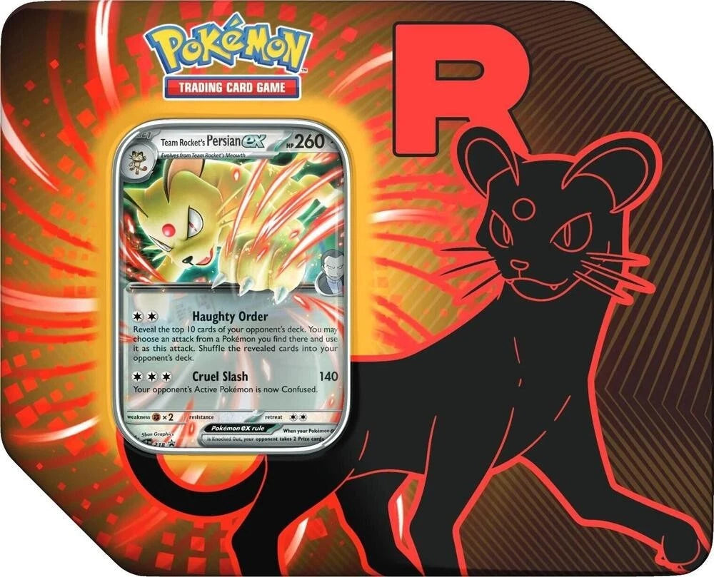 Team Rocket Tin (Persian ex) with 5 Booster Packs - Pokémon TCG