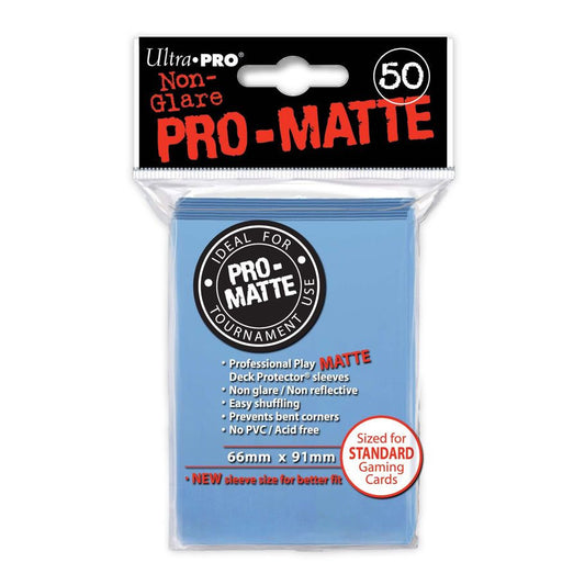 PRO-Matte Deck Protector Sleeves, Light Blue (50ct) - Ultra PRO