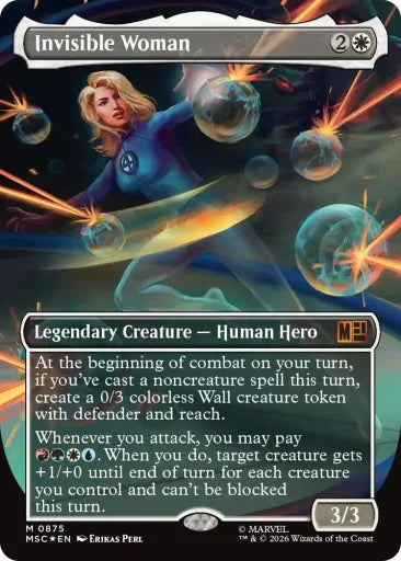 Invisible Woman (Borderless) (Surge Foil) Commander: Marvel Super Heroes 875 (Near Mint Foil)