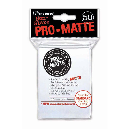 PRO-Matte Deck Protector Sleeves, White (50ct) - Ultra PRO